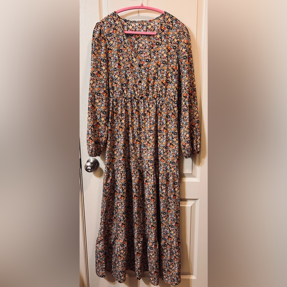 Floral Long Sleeve Dress Cottage-Core Farmhouse maxi-dress